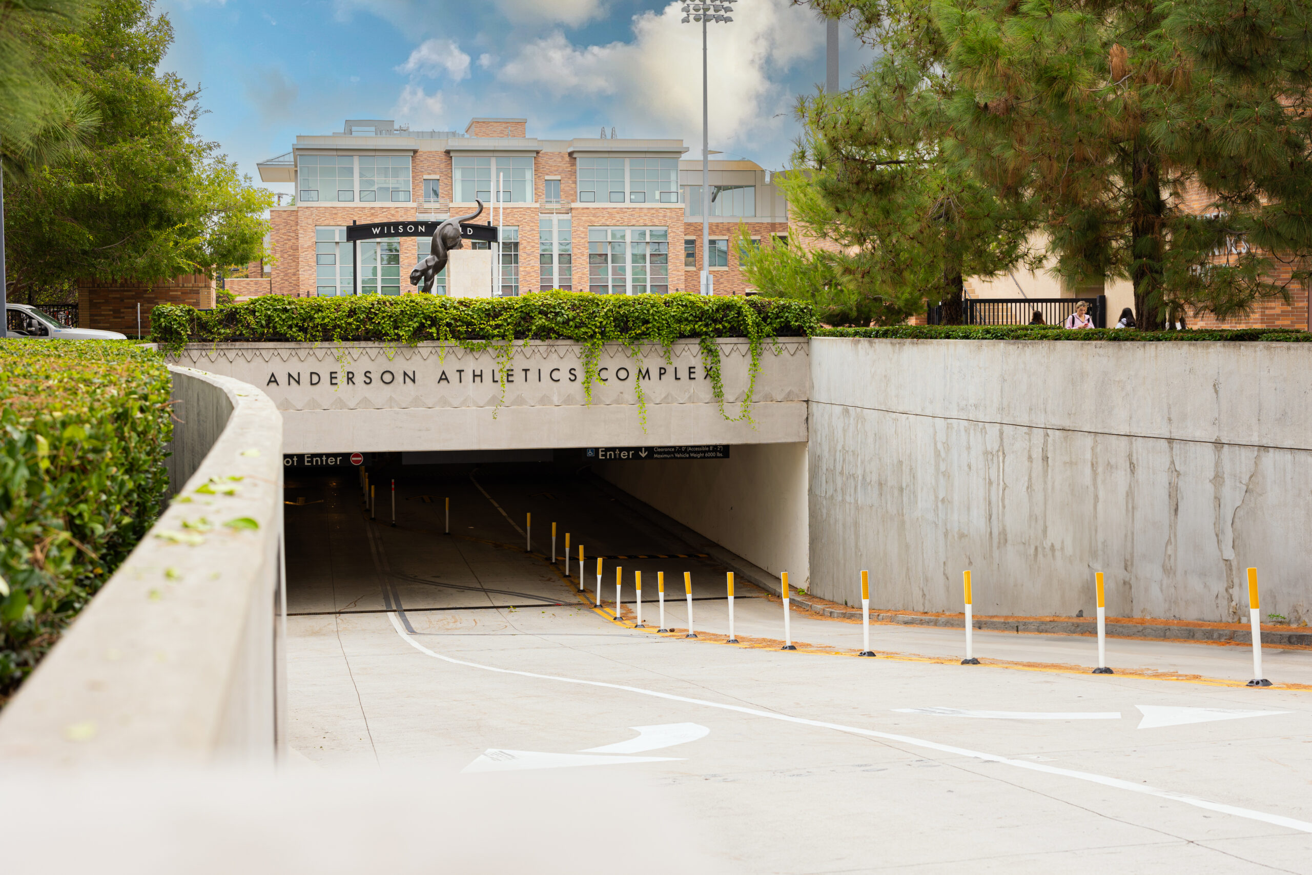 Entrance to the parking lot under Wilson Field