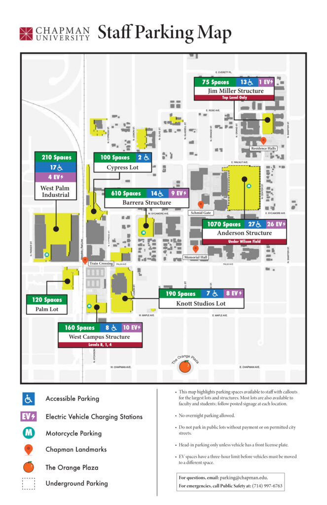 Orange Campus Employee Parking Map